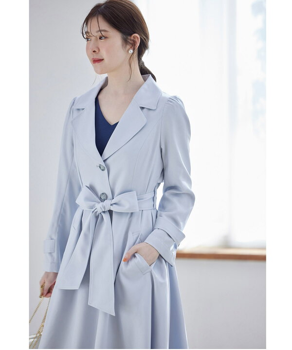 楽天市場】ウエストりぼん付きヨーク切り替えフレアトレンチコート  