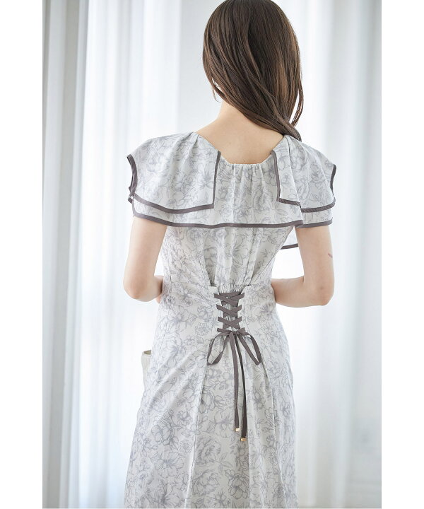 楽天市場】バックレースアップパイピングビックカラーフラワープリント  