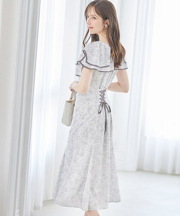 楽天市場】バックレースアップパイピングビックカラーフラワープリント  