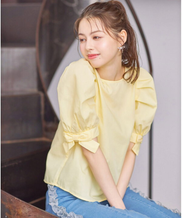 新品☆RIKO TOKYO シースルーパフブラウス 楽天市場】袖口リボン付き 
