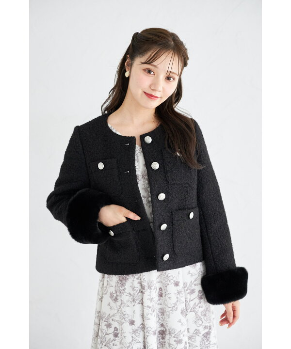 楽天市場】取り外し可能な袖口ファー付きブークレジャコット【fusary  