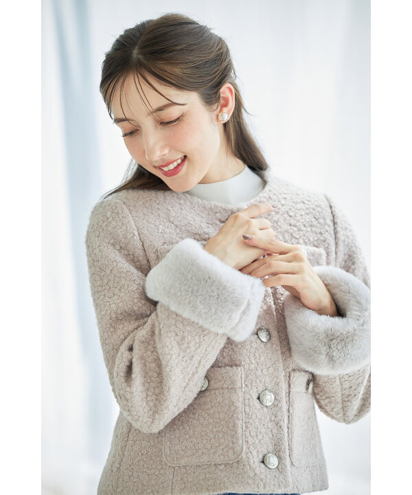 楽天市場】取り外し可能な袖口ファー付きブークレジャコット【fusary  