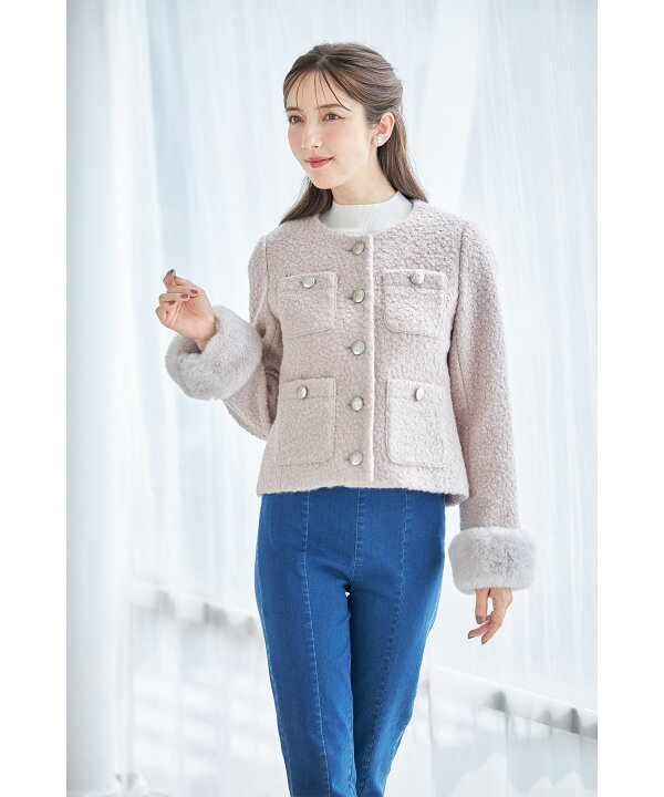 楽天市場】取り外し可能な袖口ファー付きブークレジャコット【fusary  