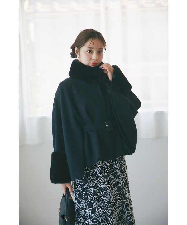楽天市場】2WAYファー＆ベルト付きケープライクコート【sandina  