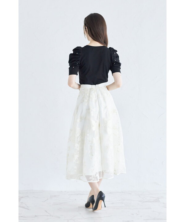 楽天市場】フラワー刺繍オーガンジーボリュームフレアスカート【shrite  