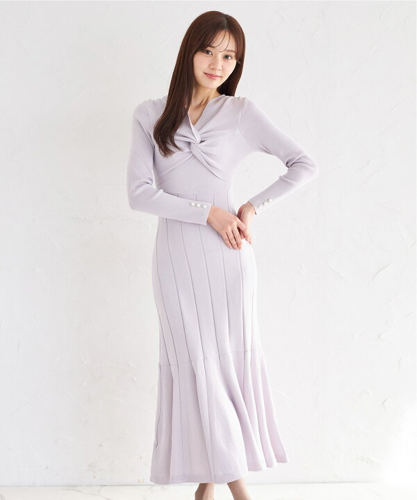 楽天市場】袖口パール付きフロントクロスニットワンピースtocco closet 
