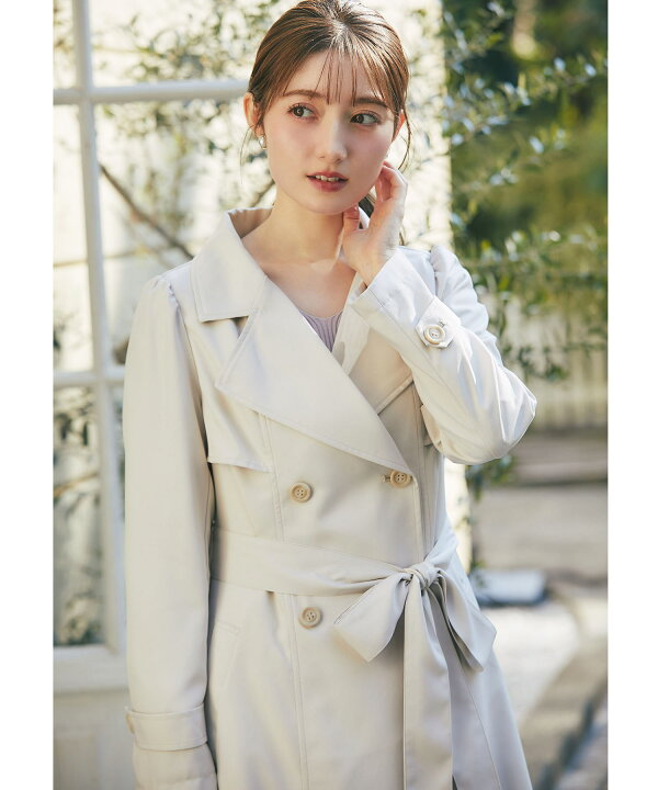 楽天市場】ウエストりぼん付き後ろチュール切り替えトレンチコート  