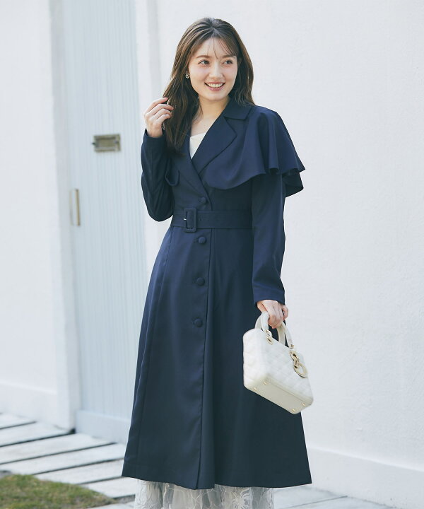 Gabardine K.T ✨ファー取り外し可 ウエストベルトロングコート 
