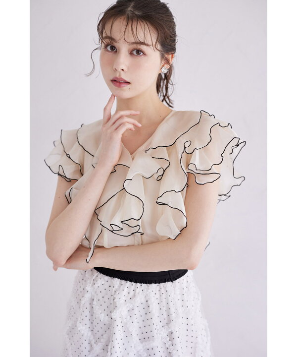 styling/スタイリングオーガンザラッフルティペットブラウス 