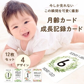 ＼最大15%OFFクーポン／マンスリーカード 月齢カード 成長記録カード スキルカード 4種類 12枚 セット ニューボーンフォト 月齢フォト 月齢 フォト カード 赤ちゃん ベビー グッズ アルバム 写真 記念 撮影 お祝い プレゼント 1000円ポッキリ
