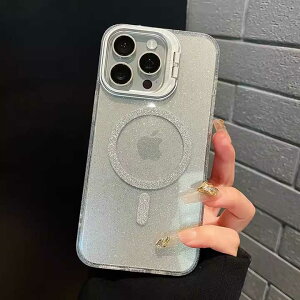 iPhone17ケース MagSafe キラキラ 薄型 軽量 ラメ iPhone17Proケース iPhoneケース スタンド付き 横置き カメラレンズ保護 iPhone16ケース 透明 グリッター MugSafe クリア スマホケース 耐衝撃 iPhone15ケース