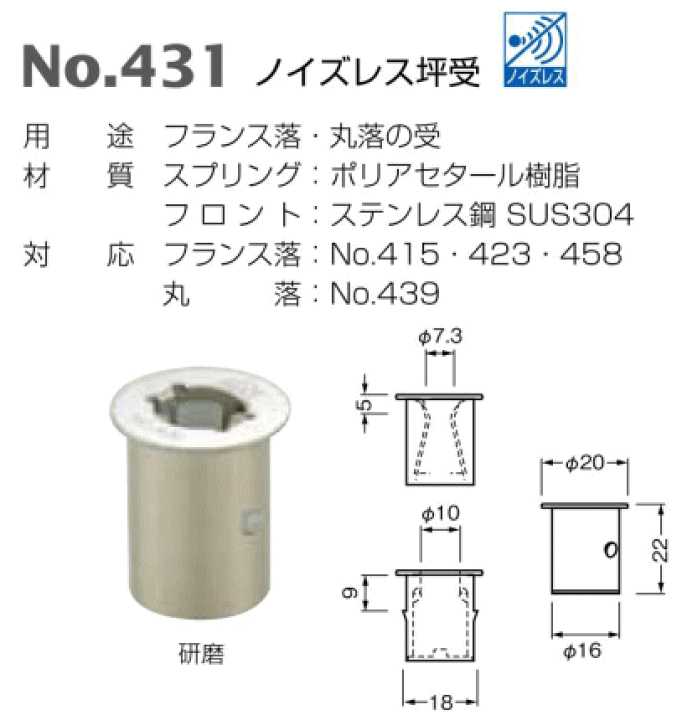 初売り 福袋 楽天市場】ベスト (開きドア用金物 1個 / No.431 ノイズレス坪受 アクセサリー
