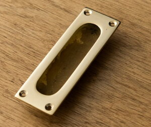 DUVE SD145P 真鍮製 引き戸用引手 角隅 金 (取手 取っ手 引き手 ドア アンティーク調 交換 カントリー おしゃれ)