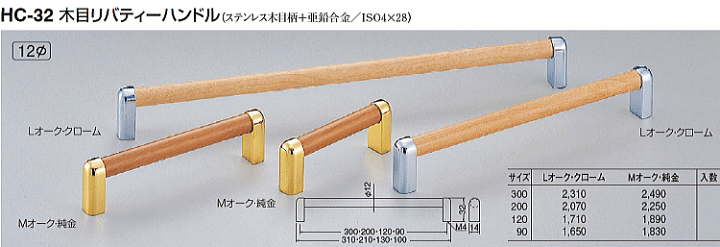 シロクマ HC-32 木目リバティーハンドル　 Lオーク・クローム 10本セット 楽天市場】シロクマ 白熊印・HC-32 木目リバティーハンドル 200 仕上:L
