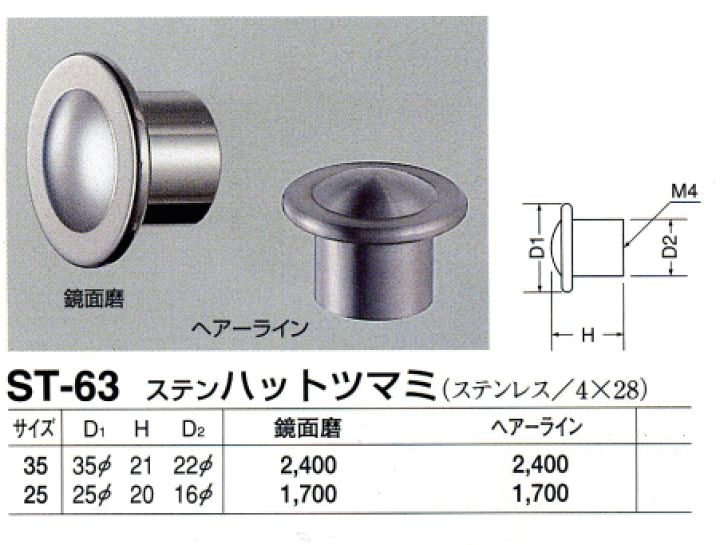 楽天市場】シロクマ 白熊印・ST-63 ステン ハットツマミ 35 : Toda