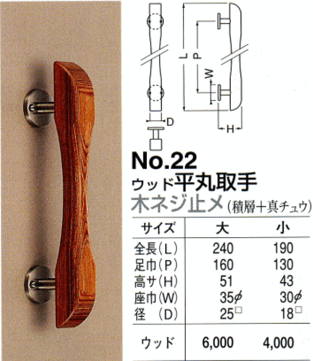 シロクマウッド平丸取手240ミリ2本