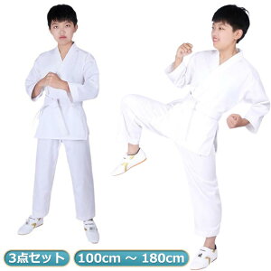 空手着 空手衣 軽量速乾 子供 男女兼用 ジュニア 空手着 初心者 上下白帯 子ども 3点/上下セット+ウエストベルト 白帯 ズボン 大人 子供用 空手道着 初心者 入門者向け 上着 空手スーツ 道着