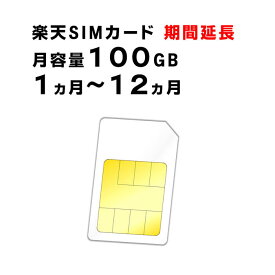 【1ヵ月から12ヵ月ご利用延長】楽天　SIMカード　月容量100GB　ご利用期間間延長　Rakuten