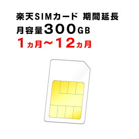 【1ヵ月から12ヵ月ご利用延長】楽天　SIMカード　月容量300GB　ご利用期間間延長　Rakuten