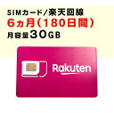 月容量30GB　【新規購入】6ヵ月（180日間）利用可能　SIMカード　契約不要　楽天　Rakuten　回線　SMS利用可能　ご利…