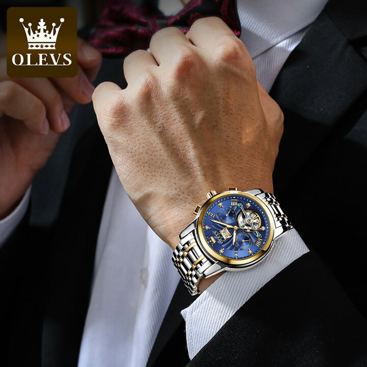 楽天市場】＼OLEVS／ 【ブルー＆ゴールド】正規輸入代理店 時計 メンズ 