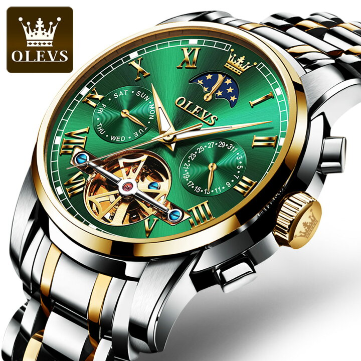 楽天市場】＼OLEVS／【グリーン＆ゴールド】正規輸入代理店 腕時計 