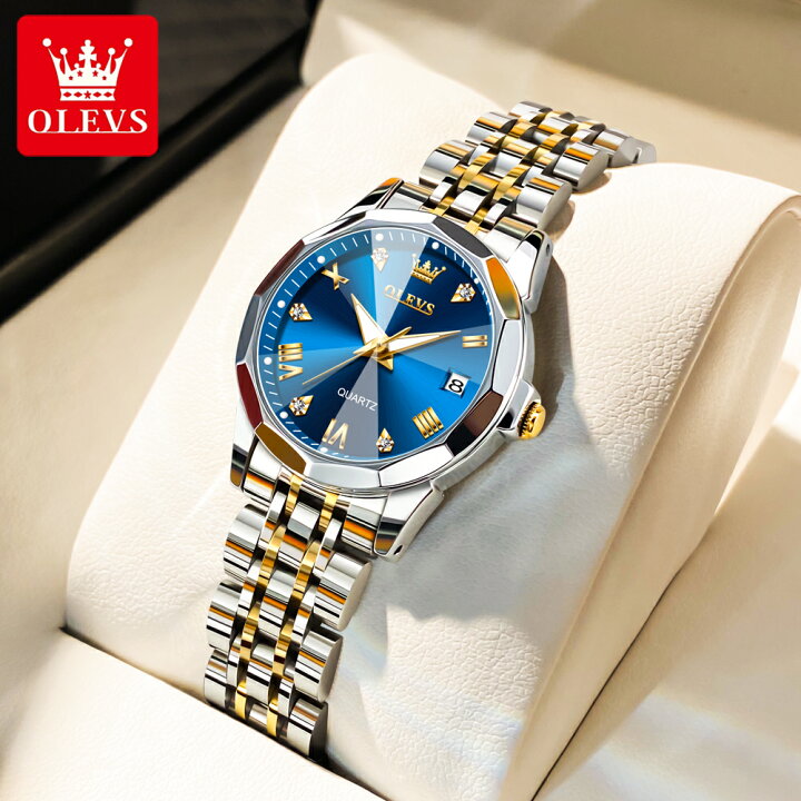 楽天市場】＼OLEVS／ 【正規輸入代理店 】【ブルー＆ゴールド】時計 