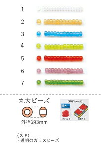 丸大ビーズ(スキ:透明 ) 糸通し1m(約480粒) NO.1〜7 (NO.1 2 4 5 6 7) 【トーホービーズ公式:ファクトリー直送】 (TOHO グラスビーズ パーツ) 初心者 ビーズ刺繍 日本製 上品 小物 業務用