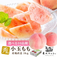 桃 小玉 秀品 3kg 山形県産 選べる10品種 12～14玉 あかつき まどか 川中島白桃 おどろき 美月 美晴白桃 …