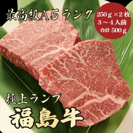 【★送料無料★福島牛　最高級A5ランク　ランプ合計500g　250g×2枚　3～4人前】福島牛　和牛　黒毛和牛 ランプステーキ　ステーキ　赤身肉　牛肉　A5ランク　高級　贈答品　お祝い　内祝　誕生日　お返し　御礼　景品　母の日　父の日　お中元