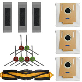 エコバック DEEBOT N8 PRO+ N10 PLUS T9 AIVI + T9+ N8+ T8 AIVI+ OZMO T8+ 用消耗品交換キット 13点セット 抗菌機能付きパッケージ ロボット掃除機用 アタッチメントメインブラシ1本 フィルター3個ゴミパック紙パック3個 サイドブラシ6個 汎用品 社外品 取り替え 交換用部品