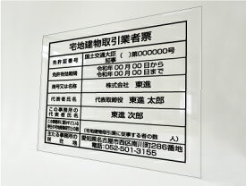 宅地建物取引業者票R7.4月改訂版【透明アクリ製】名入れ無料 選べる書体 商売繁盛 高級感 と 美しい デザイン アクリル製 宅建業者票・報酬額票 貼り替え用修正シール で取引士 代表者変更にも貼替えのみで更新OK