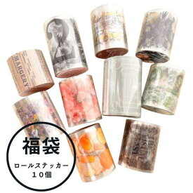 TOHYAN 福袋 10個 ロールステッカー シール ロール紙 デコレーション ロールシール コラージュ素材 PETテープ マスキングテープ DIY [並行輸入品]