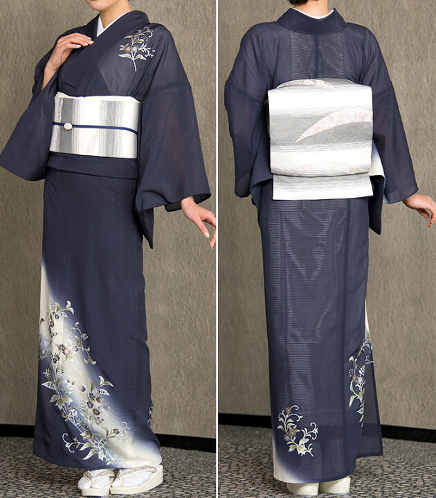 楽天市場】【 仕立済み 】【 正絹絽付下げ 銀彩洋花 】【 グレー 