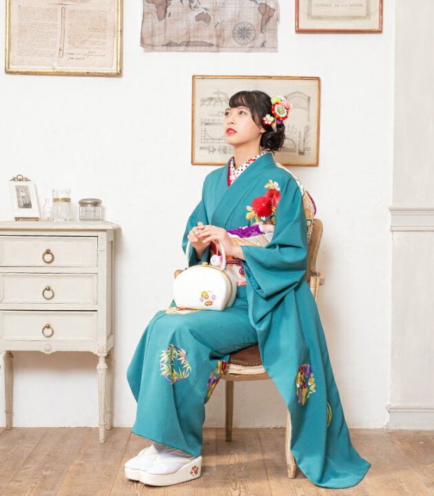楽天市場】振袖用草履バッグセット【MKオリジナル】（花刺繍 白）花 桜 