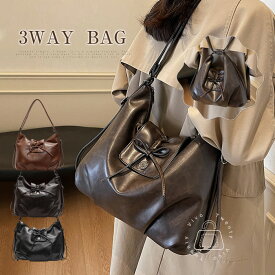 限定10％オフクーポン配布中⭐トートバッグ レディース リュック ショルダーバッグ 2way 3way バッグ 通勤 ビジネス リュックサック 肩掛け 斜めがけ 可愛い リボン おしゃれ ファスナー付き 3wayバッグ 肩掛けバッグ フェイクレザー かわいい ブラック 送料無料