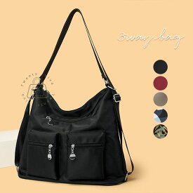 トートバッグ リュック レディース 3wayバッグ ショルダーバッグ 2wayバッグ リュックサック 肩掛け 斜めがけ 可愛い おしゃれ 通勤 通学 肩掛けバッグ ナイロン 普段使い シンプル 外ポケット 無地 ポケット多い 多機能 ブラック グレー送料無料