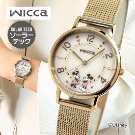 シチズン ウィッカ Disneyコレクション「ミッキー＆ミニー」 スペシャルモデル ソーラーテック アナログ メタル ベージュ 金 ゴールド 国内正規品 レディース 腕時計 時計 CITIZEN Wicca KP5-425-91