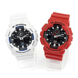 ペアウォッチ CASIO カシオ G-SHOCK Gショック GA-100B-7A GA-100B-4A 腕時計 メンズ レディース ホワイト 白 レッド 赤 アナログ アナデジ ジーショック 誕生日プレゼント カップル 夫婦 親子 おそろい おすすめ