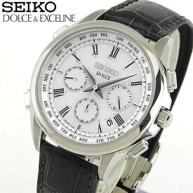 【お取り寄せ】SEIKO セイコー DOLCE & EXCELINE ドルチェ&エクセリーヌ SADA039 国内正規品 メンズ 腕時計 ウォッチ クロコ 革ベルト 電波ソーラー ブラック シルバー 誕生日プレゼント 男性 彼氏 旦那 夫 友達 ギフト 還暦 ブランド