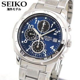 SEIKO セイコー 逆輸入 メンズ 腕時計時計 薄型 クロノグラフ SND193P1 正規海外モデル ブルー文字板 日本製ムーブメント 誕生日プレゼント 男性 彼氏 旦那 夫 友達 ギフト