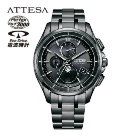 シチズン アテッサ ダイレクトフライト ムーンフェイズ 腕時計 エコドライブ電波時計 ソーラー アナログ チタン メタル 軽量 黒 ブラック 国内正規品 メンズ CITIZEN ATTESA Black Titanium Series BY1006-62E