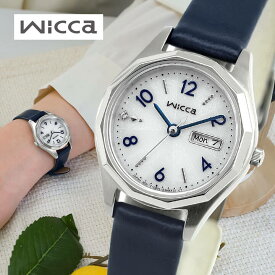 【お取り寄せ】シチズン ウィッカ ソーラーテック アナログ 合成皮革 銀 シルバー 青 ネイビー ブルー 国内正規品 レディース CITIZEN wicca KH3-517-10 腕時計 時計