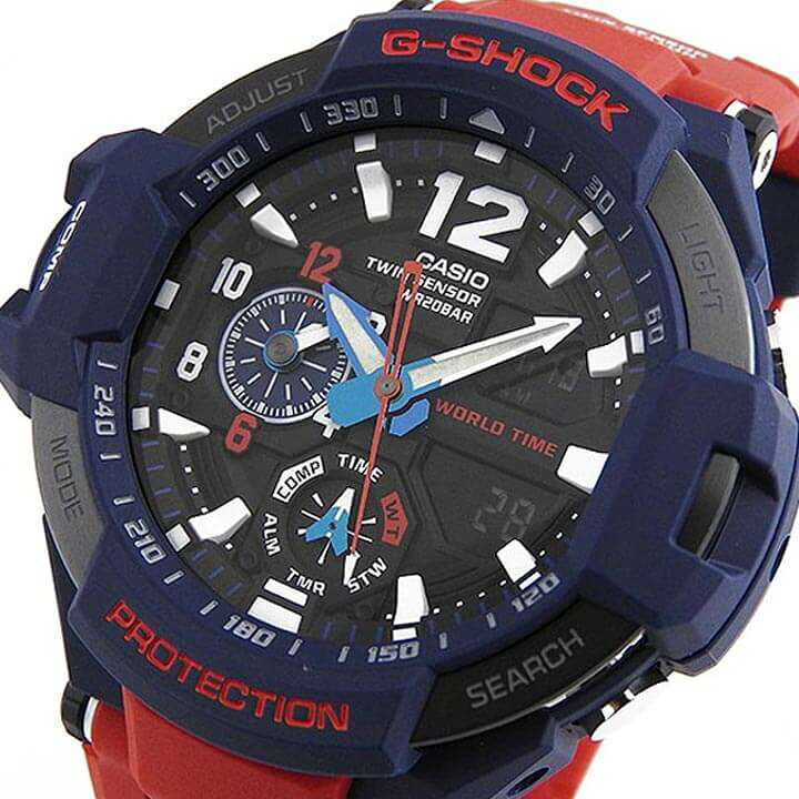 楽天市場 Casio カシオ G Shock Gショック ジーショック Sky Cockpit スカイコックピット Ga 1100 2a 海外モデル メンズ 腕時計 防水 スポーツ ビックフェイス 赤 レッド 青 ブルー 誕生日プレゼント 男性 彼氏 旦那 夫 社会人 友達 ギフト 加藤時計店 Gショック楽天市場店