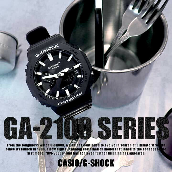 楽天市場】CASIO カシオ G-SHOCK ジーショック Gショック カシオーク ga2100 カーボン 薄い 軽い オールブラック 八角形  アナログ アナデジ メンズ 腕時計 薄型 軽量 黒 ブラック GA-2100-1A 海外モデル 誕生日プレゼント 男性 彼氏 ギフト : 加藤時計店  Gショック楽天市場店