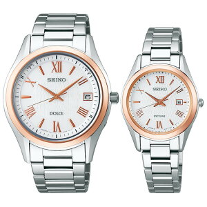 【お取り寄せ】SEIKO セイコー DOLCE & EXCELINE ドルチェ&エクセリーヌ メンズ レディース ペアウオッチ 腕時計 メタル 電波ソーラー SADZ200 SWCW150 誕生日プレゼント カップル 夫婦 おそろい Pair watc