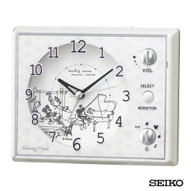 【お取り寄せ】SEIKO セイコークロック キャラクター ミッキー＆フレンズ FD478W 国内正規品 目覚まし 目覚し めざまし 時計 子供 女の子 置時計 ディズニー モノクロ メロディー かわいい