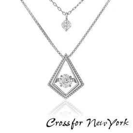 【お取り寄せ】Crossfor New York クロスフォーニューヨーク ダンシングストーン ネックレス ペンダント レディース NYP-646 Love Prayer キュービックジルコニア シルバー925 ひし形 シンプル 大人可愛い 誕生日プレゼント 女性 彼女 女友達 ギフト