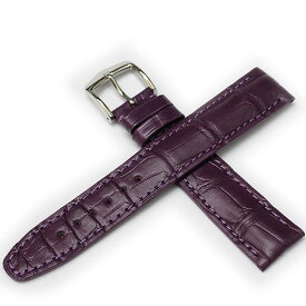 【在庫限り】 時計ベルト 18mm HIRSCH ヒルシュ マットアリゲータ ワニ革 つや無し 時計 ベルト 時計バンド パープル 送料無料