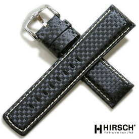 ヒルシュ カーボン ブラック ロングサイズ 20mm 22mm 時計 ベルト 腕時計ベルト バンド 時計バンド 送料無料